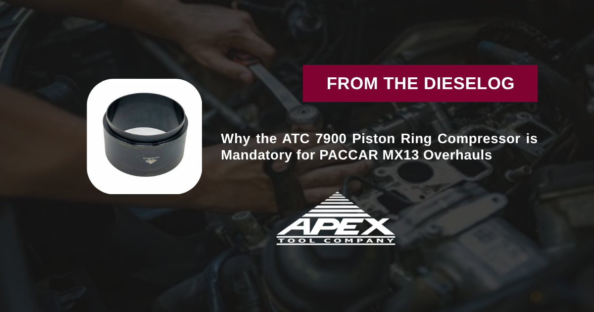 Safely compress piston rings and guide pistons into liners on PACCAR MX13 engines with the ATC 7900 tapered sleeve tool. Prevent ring breakage & liner scoring.